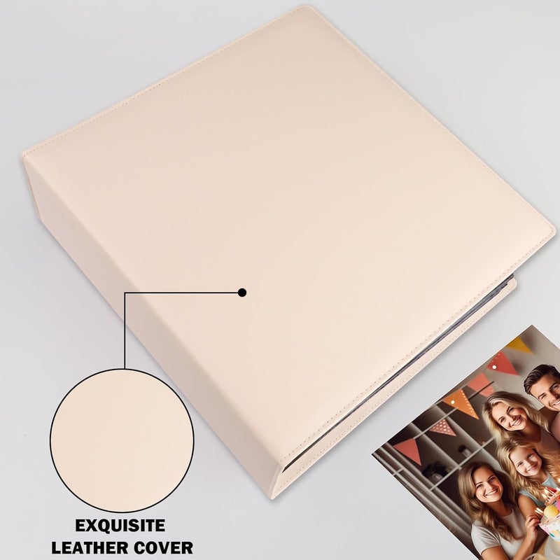 Aevdor 8x10 Photo Album 168 Pockets Holds 168 Photos, Large Capacity Leather Cover Family Wedding Baby Photo Book for 8 x 10 Pictures, Photo Album 8x10 with Black Inner Pages (Beige) - Image 5